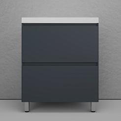 Style Line Тумба с белой раковиной Манхэттен 70 Plus эмаль графит матовая – фотография-2